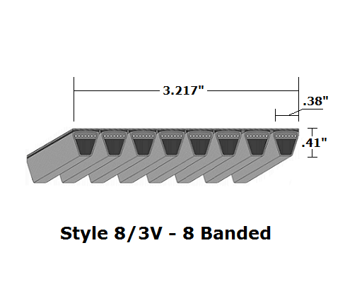 8/3V950 by Bestorq | Wedge 8- Banded Wrapped V-Belt | 8/3V Section | 95" O.C.