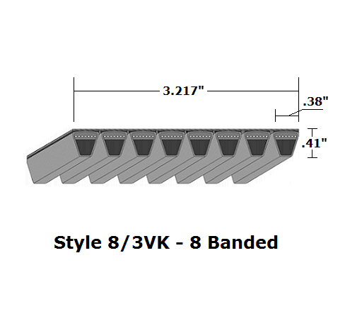 8/3VK710 Wedge 8- Banded Kevlar V- Belt - 8/3VK - 71" O. C.
