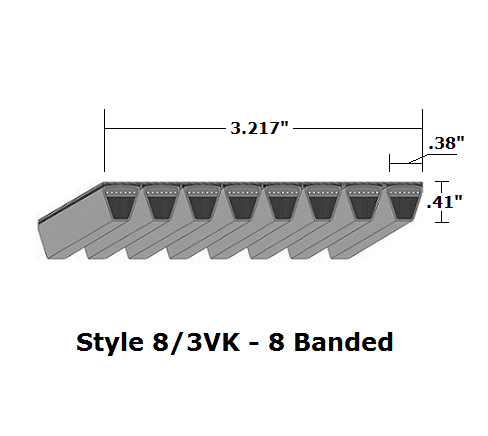 8/3VK900 by Bestorq | Wedge 8- Banded Kevlar V-Belt | 8/3VK Section | 90" O.C.