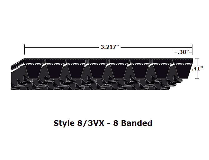 8/3VX415 Wedge 8- Banded Cogged Cut Edge V- Belt - 8/3VX - 41.5" O. C.