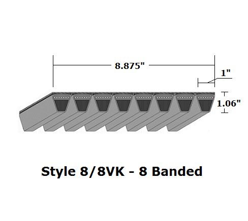 8/8VK2240 by Bestorq | Wedge 8- Banded Kevlar V-Belt | 8/8VK Section | 224" O.C.