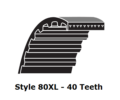 80XL100 by Bestorq | XL Trapezoidal Timing Belt | 80XL Section | 40 Teeth | 1.00" Width