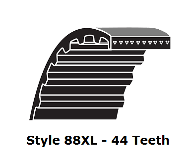 88XL037 by Bestorq | XL Trapezoidal Timing Belt | 88XL Section | 44 Teeth | 0.37" Width