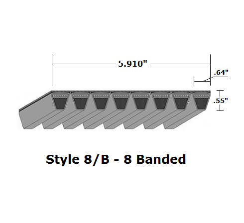 8/B133 by Bestorq | Classical 8- Banded Wrapped V-Belt | 8/B Section | 136" O.C.