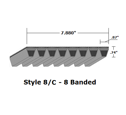 8/C315 Classical 8- Banded Wrapped V- Belt - 8/C - 317.2" O. C.