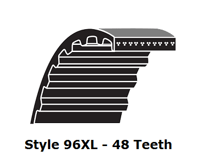 96XL025 by Bestorq | XL Trapezoidal Timing Belt | 96XL Section | 48 Teeth | 0.25" Width
