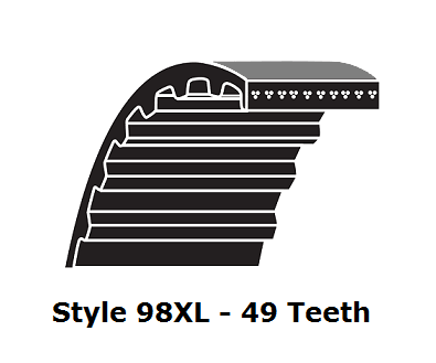 98XL037 by Bestorq | XL Trapezoidal Timing Belt | 98XL Section | 49 Teeth | 0.37" Width