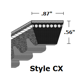 CX105 Classical Cogged Raw Edge V- Belt - CX - 109" O. C.