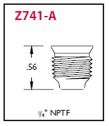 Z741-A Alemite Flush Type Threaded - Slotted Fitting - Thread, Overall Length - Type, Slotted - Overall Length, Shank Length - Shank Length, Hex Size - Drill Diameter, Thread